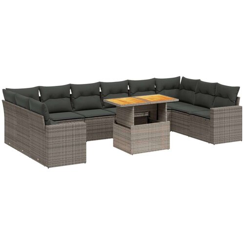 VidaXL 11-dijelni set vrtnih sofa od poliratana s jastucima sivi Slike