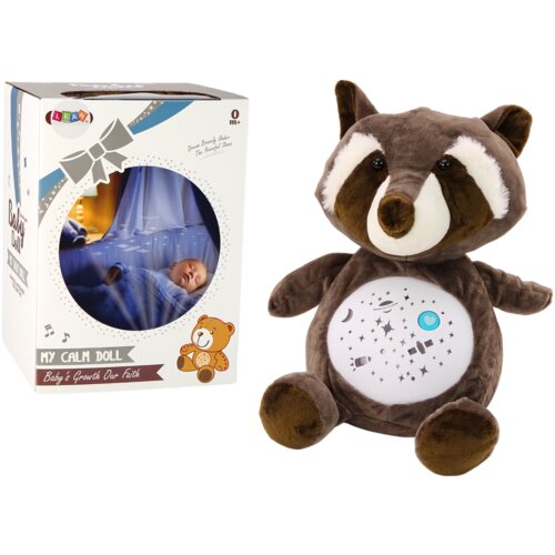 Lean_Toys Plišasta igrača za spanje Teddy Bear Rakun z nočno lučko Cene