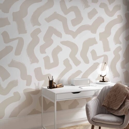  Foto tapeta - Abstract composition - beige patterns in shapes on a white background 250x175 Standard Slike