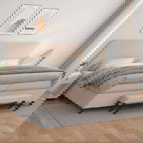  Krevet box spring s madracem cappuccino 200x200cm umjetna koža Cijene