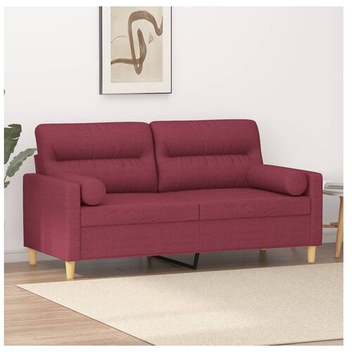 vidaXL Kavč dvosed z blazinami vinsko rdeč 140 cm blago Cene