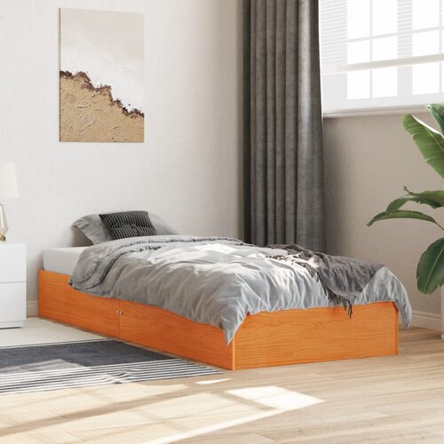 Furnova Posteljni okvir brez vzmetnice vo&amp;scaron;čeno rjav 100x200 cm borovina, (21936282) Slike