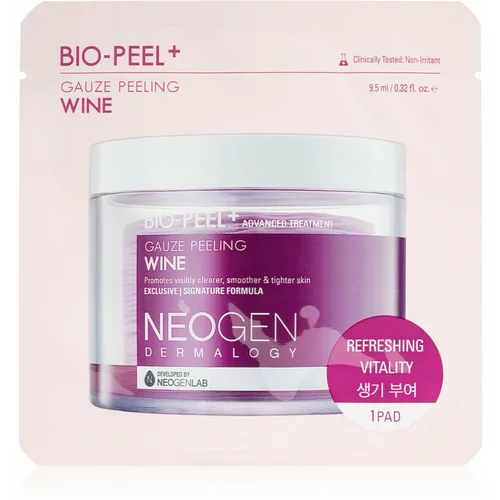 NEOGEN Dermalogy Bio-Peel+ Gauze Peeling Wine blazinice za piling lica za zaglađivanje kože lica i smanjenje pora 1 kom