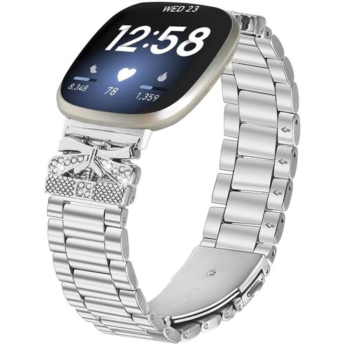 INF iskriv pas za fitbit versa 3/4 z metuljem in tremi okrasnimi kamni silver, (22076758) Cene