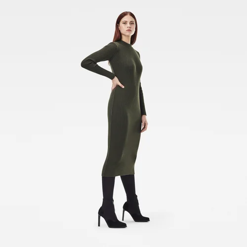 G-star Dress - Plated lynn dress mock slim knit wmn l\s green