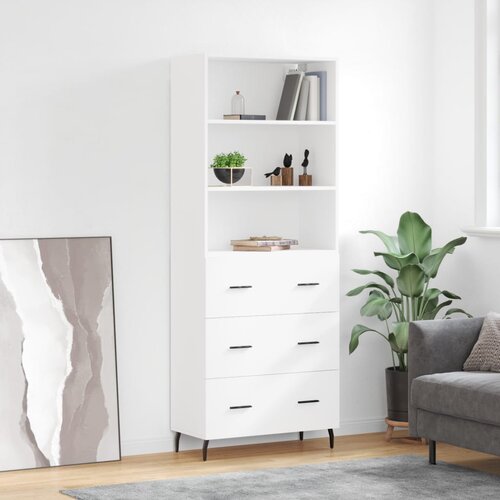 vidaXL Visoka omara bela 69,5x34x180 cm inženirski les Cene