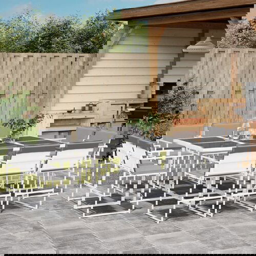 VidaXL 11-dijelni vrtni blagovaonski set s jastucima bijeli tekstilena Slike
