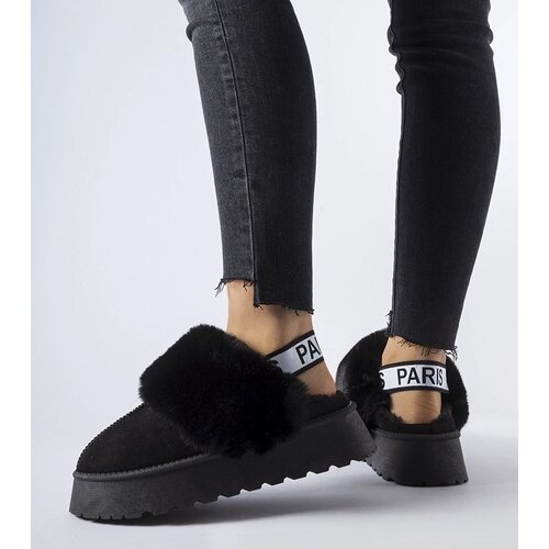  Black insulated slippers with elastic and fur Sangro Cijene
