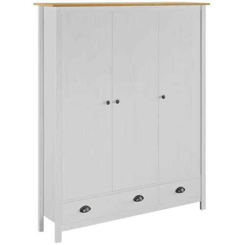  Trokrilni ormar Hill bijeli 127 x 50 x 170 cm masivna borovina Slike