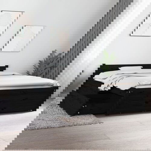 VidaXL posteljni okvir s predali črn 90x200 cm Slike