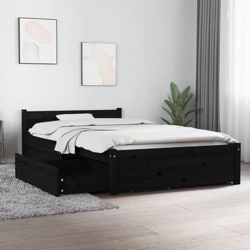 vidaXL posteljni okvir s predali črn 90x200 cm