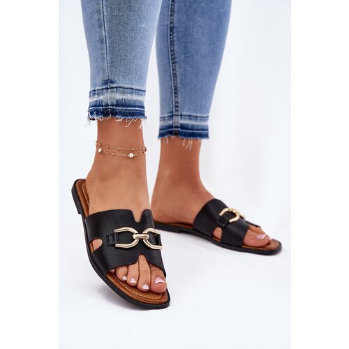 EVENTO Women's Flat Sandals With Decorative Detail Black Amiresna Cijene