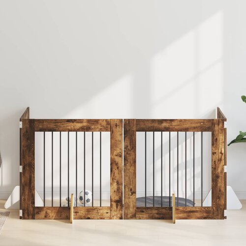  Vrata za pse s postoljem 4 pcs Dimljeni hrast 80 x 80 cm Cene