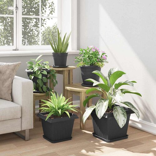  Kvadratna saksija za cvijeće 6 pcs Crna 28,5 x 28,5 x 22 cm Slike