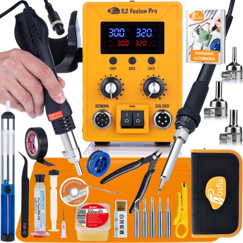 Rosfix Set S2 Fusion Pro Spajkalna Postaja 2v1 &amp;ndash; Topel Zrak in Spajkalnik | 760W, 100&amp;ndash;500&amp;deg;C, 16v1, LCD, ESD, (5000356508) Slike