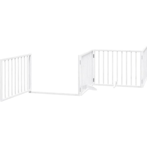  Vrata za pse s vrata&amp;scaron;cima 6 panela sklopiva 480 cm drvo topole Bijela 80 x 60 x 2 cm Slike