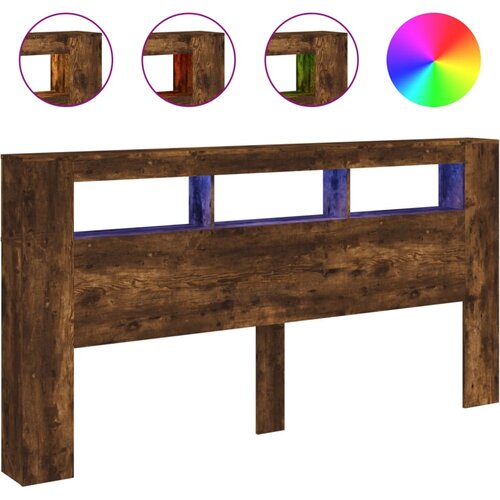 Maison Chic LED Posteljno vzglavje - Vzglavna omarica - Nočna omarica dimljen hrast 200x18,5x103,5 cm inž. les, (21710051) Slike
