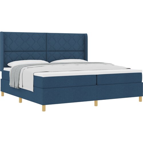 vidaXL Box Spring Postelja z Blazino v Modri - 200x200 cm Tkanina, (22050926) Cene