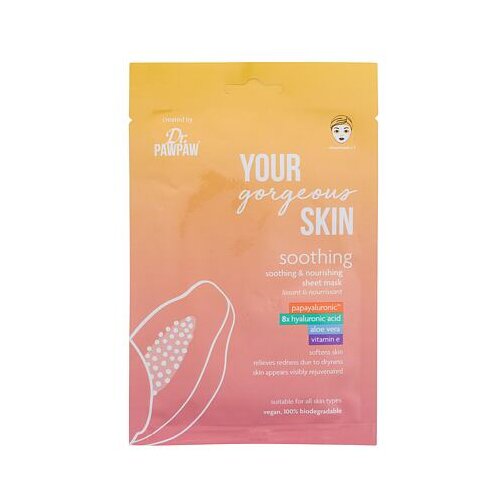Dr.PAWPAW Your Gorgeous Skin Soothing Sheet Mask pomirjajoča in negovalna maska za obraz v robčku 25 ml za ženske Slike