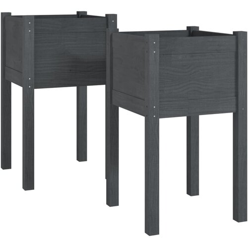 Maison Chic Vrtno cvetlično korito - Cvetlični Lonec 2 kosa sivo 40x40x70 cm trdna borovina, (21789904) Cene