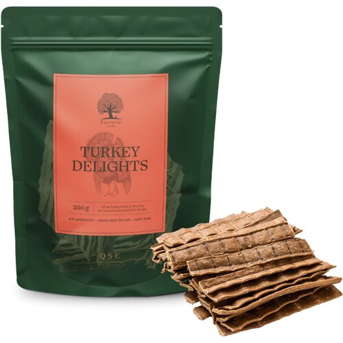 Essential Foods Essential Poslastica za pse za trening i svakodnevno nagrađivanje bez žitarica, Turkey Delights, 98% ćureće meso, 200g Slike