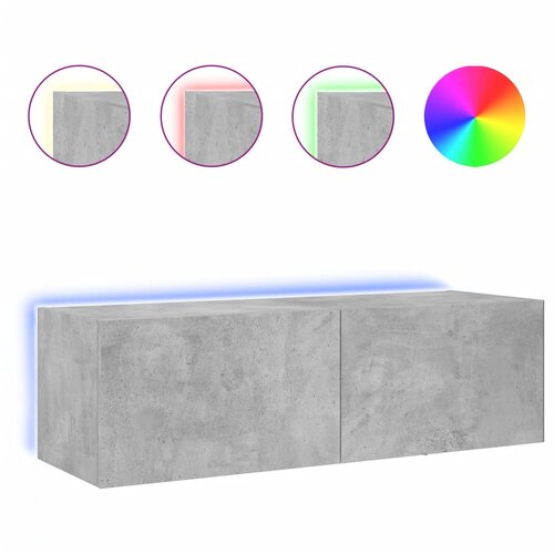 Maison Chic Stenska TV omarica - TV stojalo - Televizijska omarica z LED lučkami betonsko siva 100x35x31 cm, (21701976) Cene