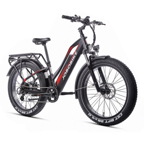JOBOBIKE Električni fatbike Robin ST, Step-thru, Bafang 48V 250W 13Ah, za ženske, črno-rdeč, (5000008995) Slike