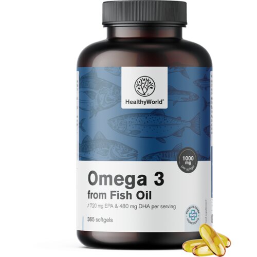 Omega-3 1000 mg &ndash; iz ribjega olja - 365 mehk. kaps. Cene