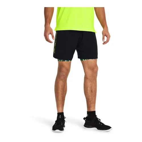 Under Armour UA Tech Woven Wordmark Shorts, Black/High Vis Yellow - XL, (21382257)