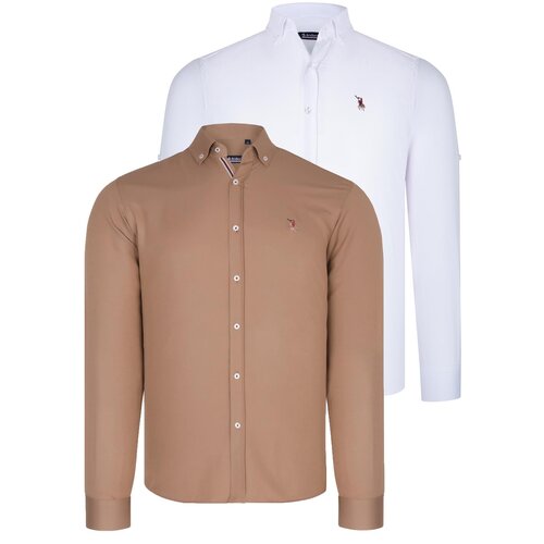 Dewberry DUAL SET G674 MENS SHIRT-WHITE-CAMEL Cijene