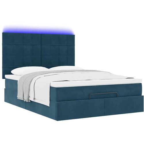  Ottoman krevet s madracem i LED diodama tamnoplavi 140x200 cm bar&amp;scaron;un Slike