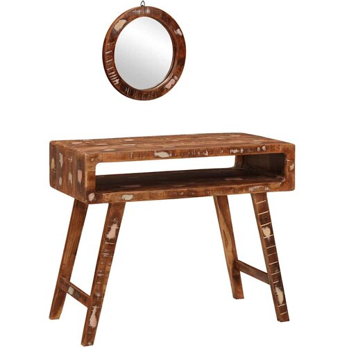 Toaletni stol Smeđa 90 x 76 x 45 cm Čvrsto drvo iz reciklaže Slike