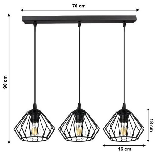  Luster na sajli CEED 3xE27/60W/230V crni Slike