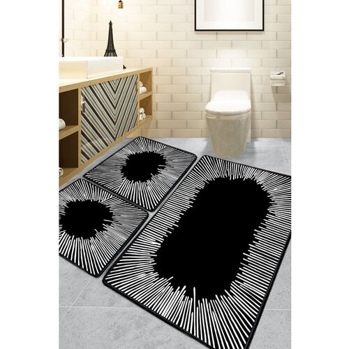 Somber - Black Black Bathmat Set (3 Pieces) Cene