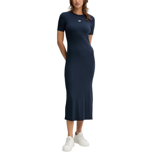 Calvin Klein Jeans Dolge obleke A - MODAL RIB SS DRE LV044C902G Modra Cene
