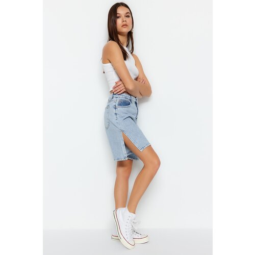 Trendyol Shorts - Blue - High Waist Slike