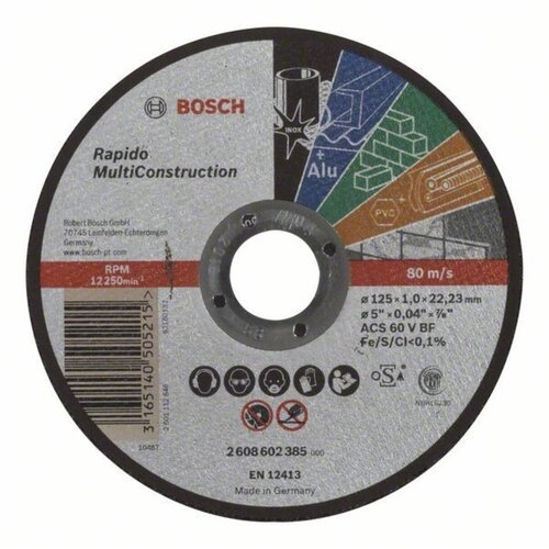 Bosch Rezni disk Rapido Multi Construction (Promjer rezne ploče: 125 mm, Prikladno za: Materijali za gradili&amp;scaron;te) Slike