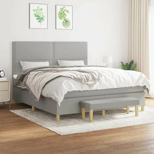  Box spring postelja z vzmetnico svetlo siva 160x200 cm žamet, (20892797)