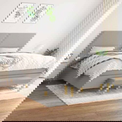  Krevet box spring s madracem svjetlosiva 160x200 cm tkanina Slike