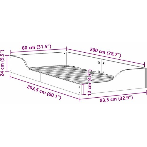  Krevetna konstrukcija Smeđa 80 x 200 cm Čvrsto borovo drvo Bež Slike