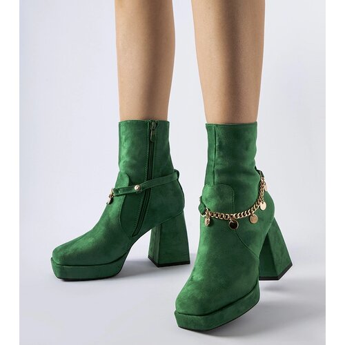 Gemre Green insulated ankle boots with a pendant Saviore Cene