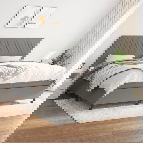  The Living Store Box spring postelja z vzmetnico temno siva 160x200 cm blago - Box Spring Postelja, (21444423) Slike