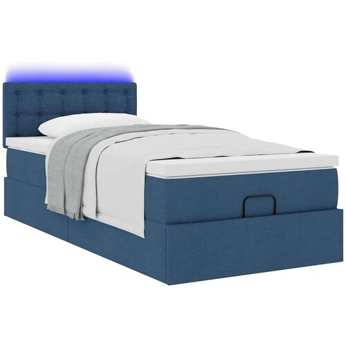 VidaXL Otomanski okvir kreveta s madraca plavi 90x190cm od tkanine Slike