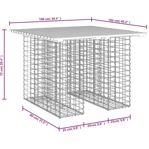  Vrtni stol, gabion dizajn, 100x102x72 cm, masivno drvo, douglas Slike