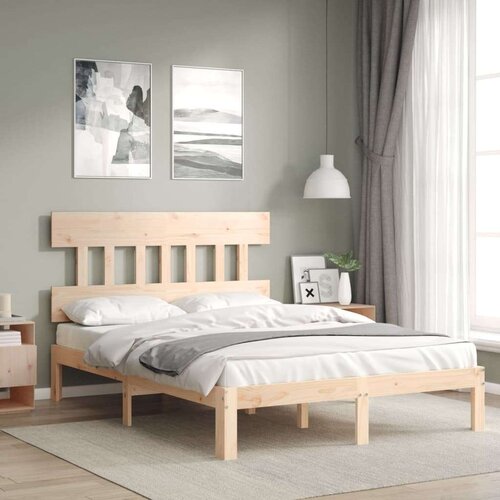 vidaXL Okvir za krevet s uzglavljem 140x200 cm od masivnog drva Cijene