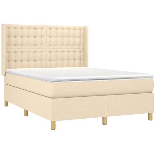  Krevet box spring s madracem LED krem 140x200 cm od tkanine Slike