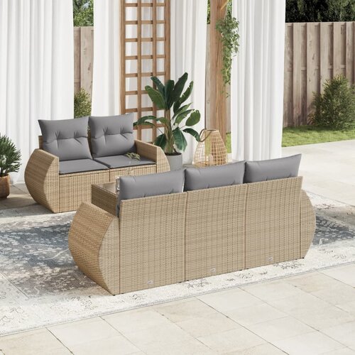 vidaXL 6-dijelni set vrtnih sofa s jastucima bež od poliratana Cijene