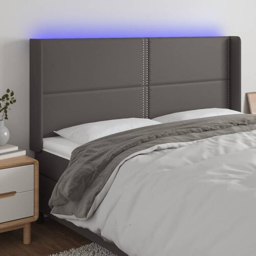  LED uzglavlje sivo 203x16x118/128 cm od umjetne kože Cijene