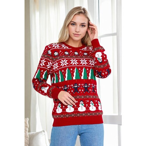 Dewberry 88147 Christmas Womens Sweater-RED-1 Slike