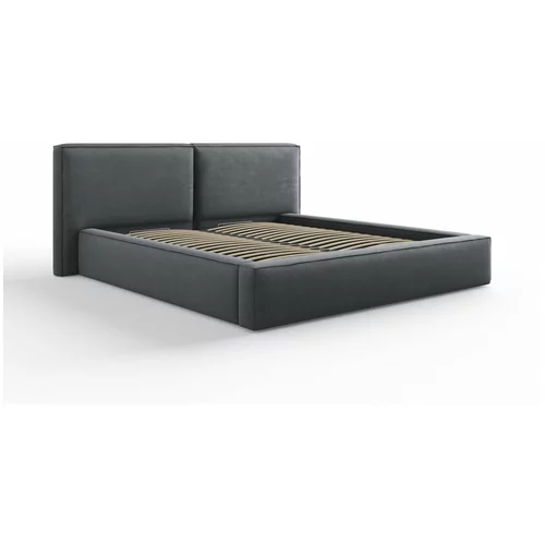 Cosmopolitan Design Temno siva oblazinjena zakonska postelja s prostorom za shranjevanje in letvenim dnom 180x200 cm Arendal –